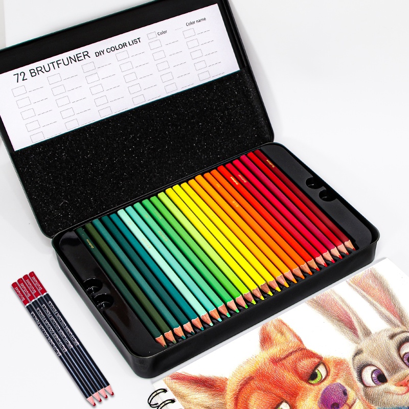 บรูทฟูเนอร์ 72/120/180 ดินสอสีน้ํามันชุดมืออาชีพกล่องดีบุกสแควร์อินเทรนด์พาสเทลสําหรับวาดศิลปะร่างแรเงาดินสอสี โจ277 - รูปที่ 2