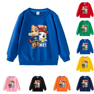 เสื้อกันหนาว แขนยาว คอกลม ผ้าฝ้าย ลายการ์ตูน Paw Patrol 8 สี สําหรับเด็ก EEA007