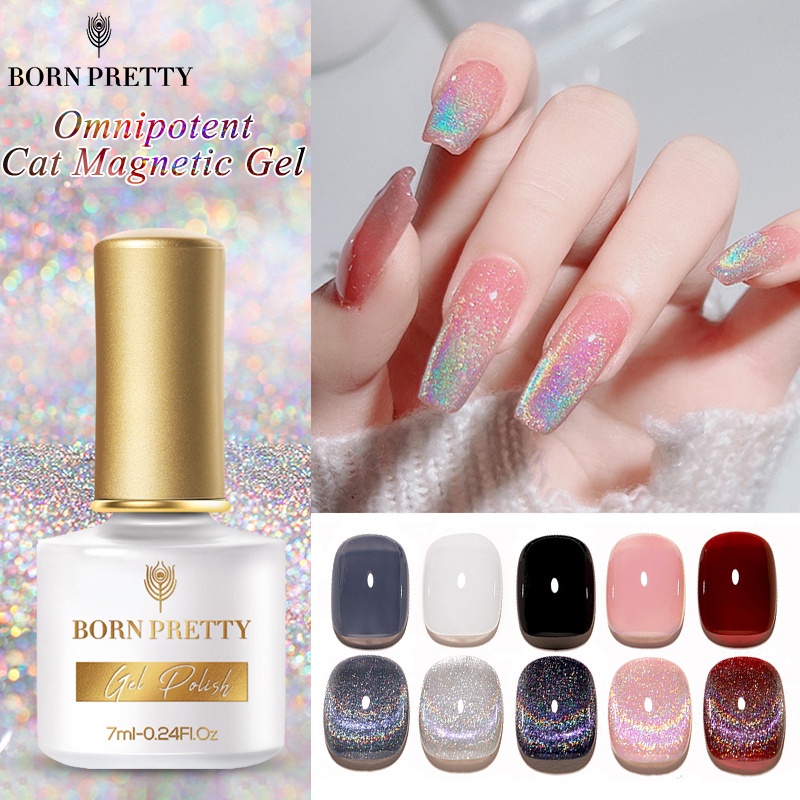 Born PRETTY เจลแม่เหล็ก UV LED 7 มล. สีเงิน สีชมพู สําหรับตกแต่งเล็บ 1 ชิ้น