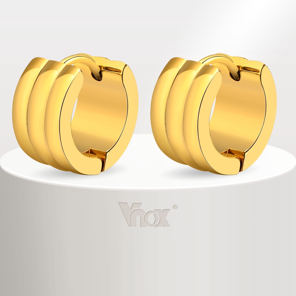 Vnox ต่างหูห่วง ทอง 18K สําหรับผู้หญิง ผู้ชาย