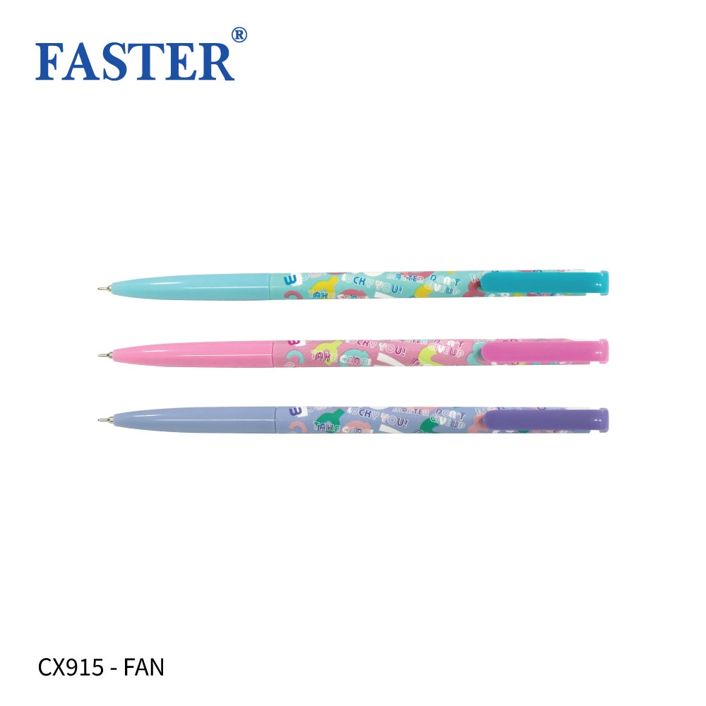 FASTER (ฟาสเตอร์) ปากกาลูกลื่น 0.38 mm. แบบกด ปากกาน่ารัก ยกโหล 12 ด้าม รหัส CX915-FAN
