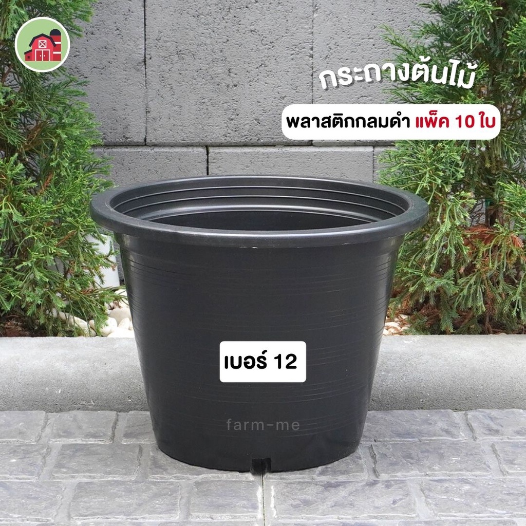 กระถางพลาสติก กระถางดำ กระถางต้นไม้ 12นิ้ว 10ใบ