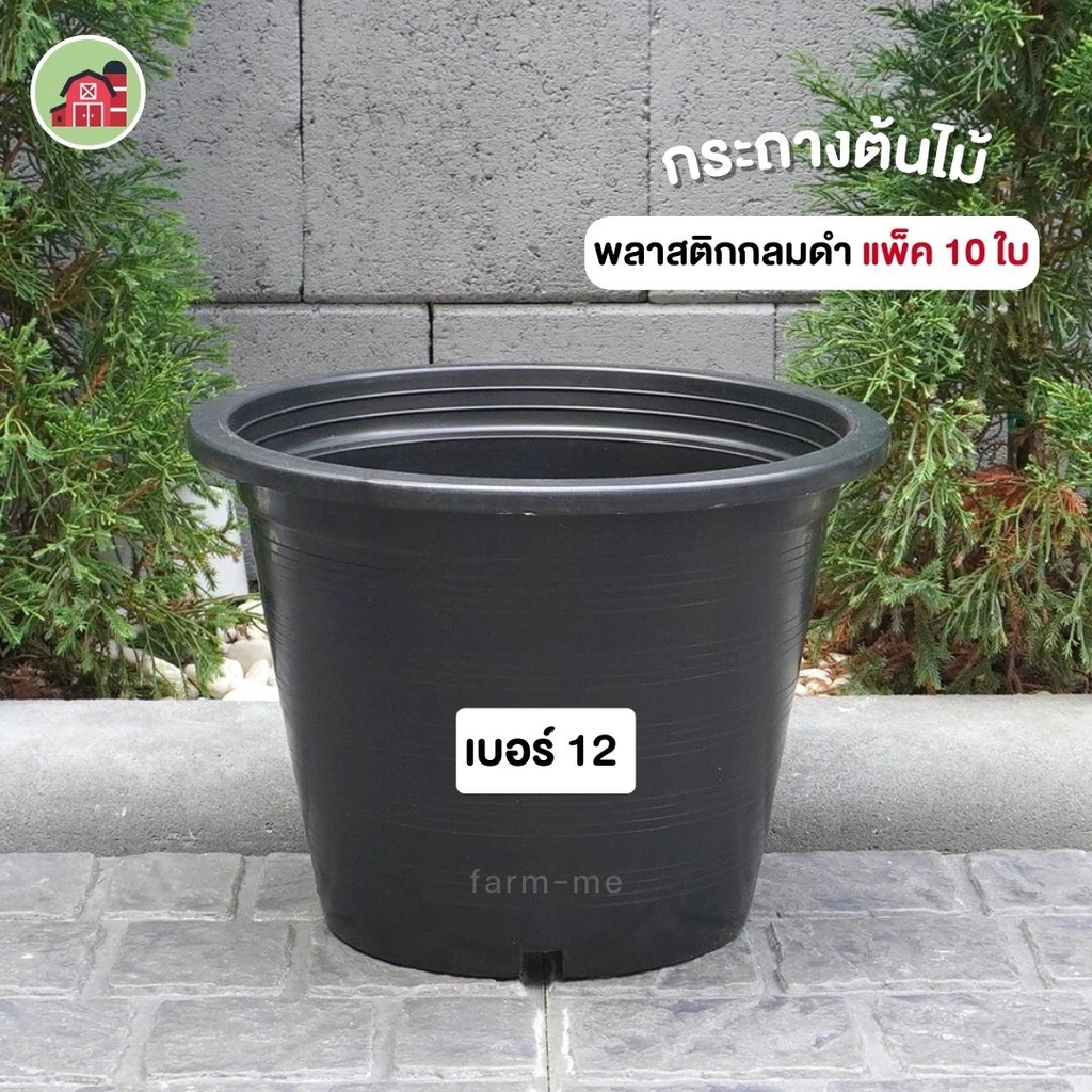 กระถางพลาสติก กระถางดำ กระถางต้นไม้ 12นิ้ว 10ใบ