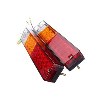 12v-24v LED ชุดไฟท้ายแต่ง รถยนต์ รถบรรทุก รถเทเลอร์ พร้อมไฟเลี้ยววิ่ง ไฟเบรค 1กล่อง มี 2ชิ้น (Square1)