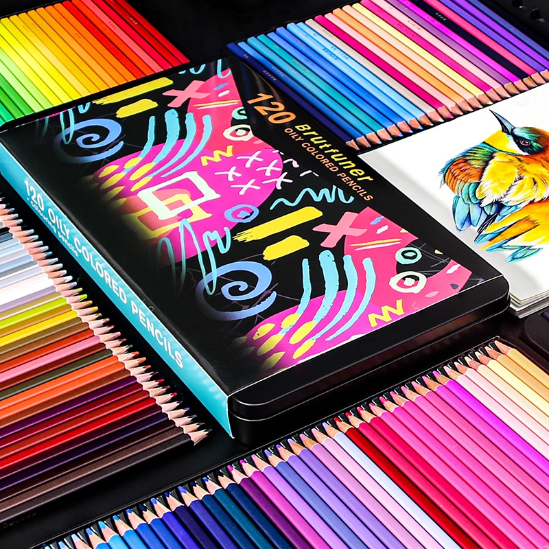 บรูทฟูเนอร์ 72/120/180 ดินสอสีน้ํามันชุดมืออาชีพกล่องดีบุกสแควร์อินเทรนด์พาสเทลสําหรับวาดศิลปะร่างแรเงาดินสอสี โจ277