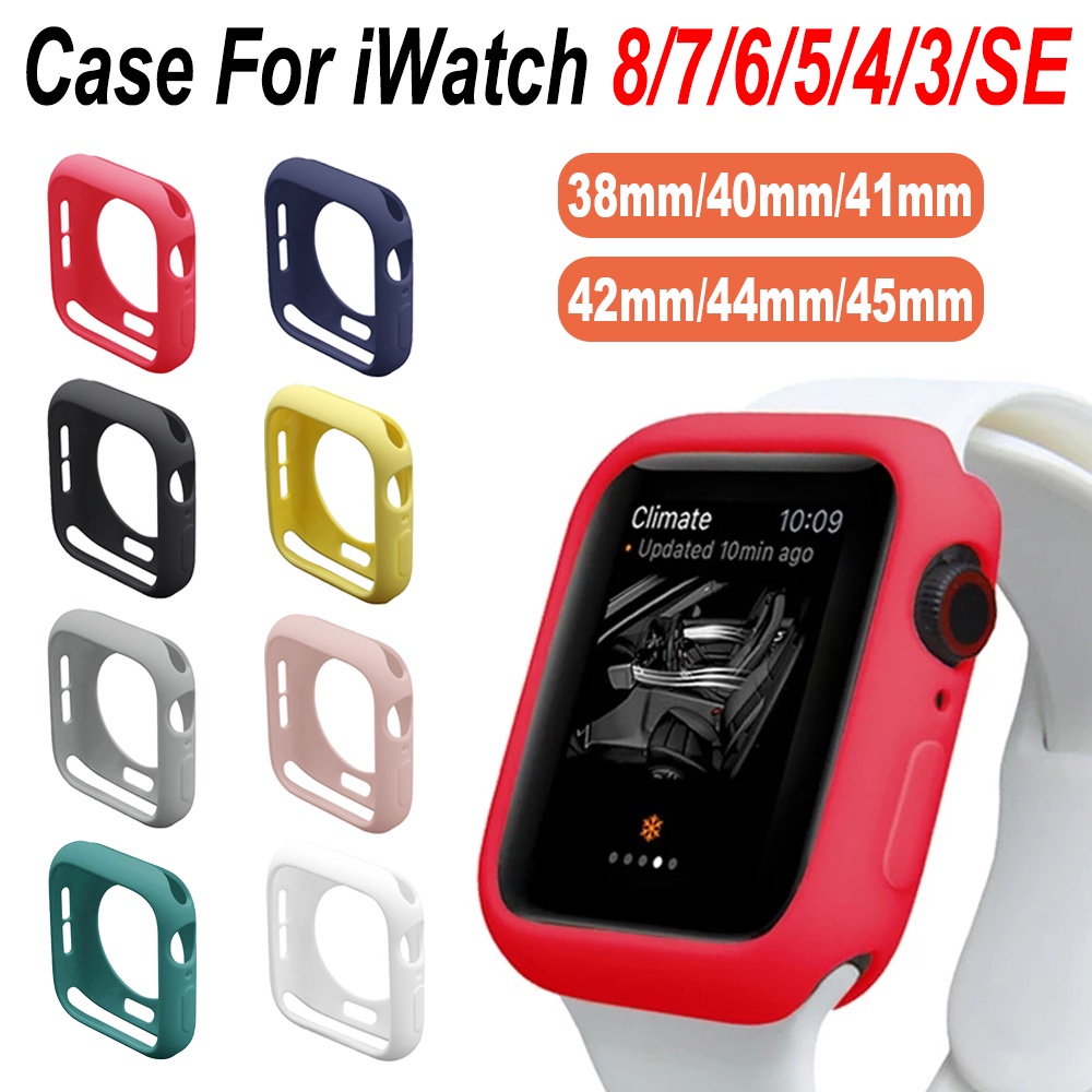 หน้าจอป้องกันซิลิโคนกรณีกรอบสำหรับ iWatch Series 8/7/6/5/4/3/SE 45mm 41mm 44mm 40mm 42mm 38mm
