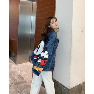 เสื้อคลุมยีนส์แขนยาวลายMicky Mouse ❣สาวอวบพลัสไซส์ใส่ได้นะคะ🥰