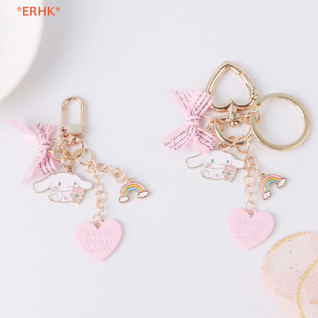 Erhk> ใหม่ พวงกุญแจ จี้รูปดอกกุหลาบน่ารัก สีชมพู กันฝน สําหรับตกแต่งกระเป๋า กุญแจรถยนต์