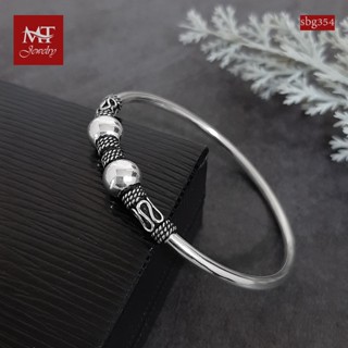 MT กำไลข้อมือเงินแท้ กำไลหลอด ตกแต่งบอลกลม สไตล์บาหลี ข้อมือ 16, 17 ซม. Solid 925 Sterling Silver Bangle (sbg354) MT Jewelry มณีธารา