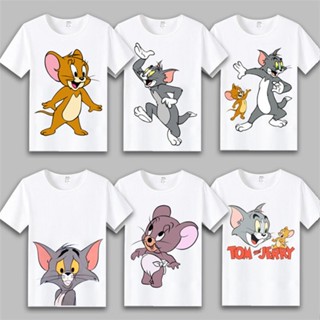 เสื้อคนอ้วน เกาหลีหนา✦เสื้อยืด แขนสั้น ลายการ์ตูน Tom jerry สําหรับนักเรียน ผู้ชาย และผู้หญิง 6.19K