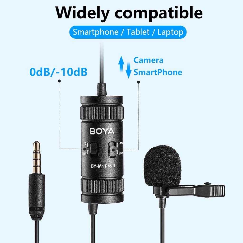 BOYA BY-M1 Pro II Lavalier Microphone ใช้งานได้กับสมาร์ทโฟน แท็บเล็ต กล้อง และเครื่องบันทึกเสียง thumbnail 5