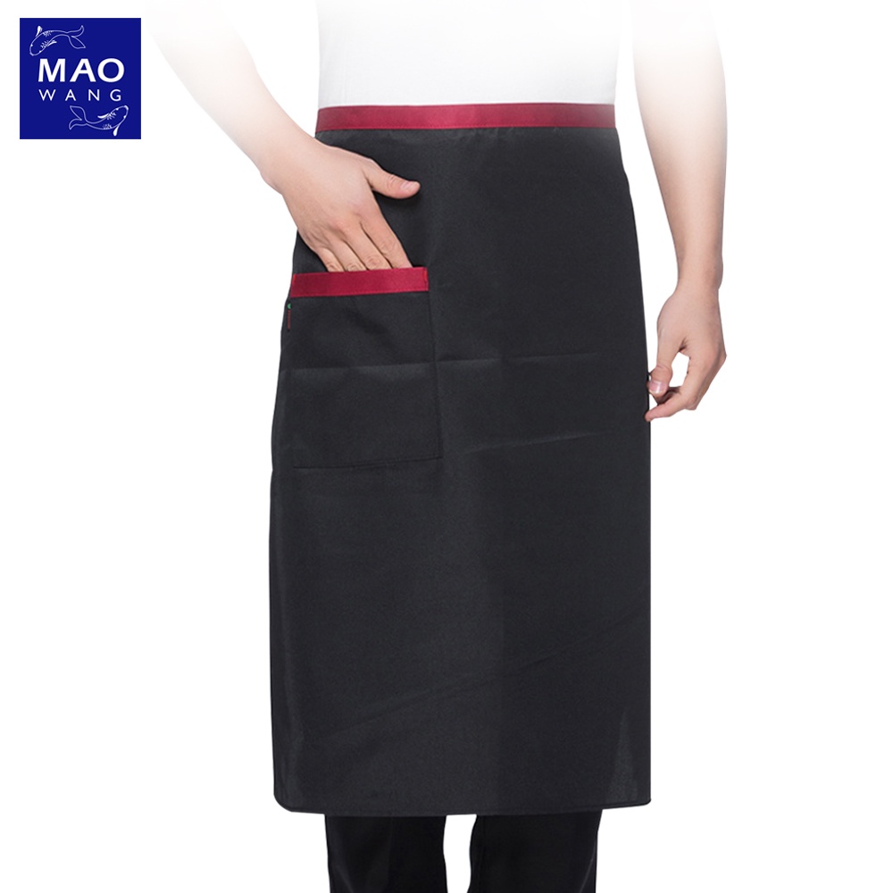 MAO ผ้ากันเปื้อนเชฟ แบบคาดเอว มีเชือกผูกข้างหลัง มีกระเป๋าหน้า สำหรับร้านอาหาร ห้องครัว