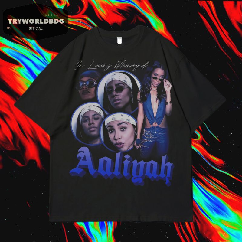 TRYWORLDG OFFICIAL เสื้อยืด OVERSIZE "ALIYAH" | เสื้อยืดโอเวอร์ไซส์ | เสื้อยืด BLACK & DARK GREY | A