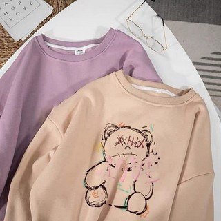 Jeline -BEAR LOVE เสื้อกันหนาว โอเวอร์ไซซ์ สําหรับผู้หญิง