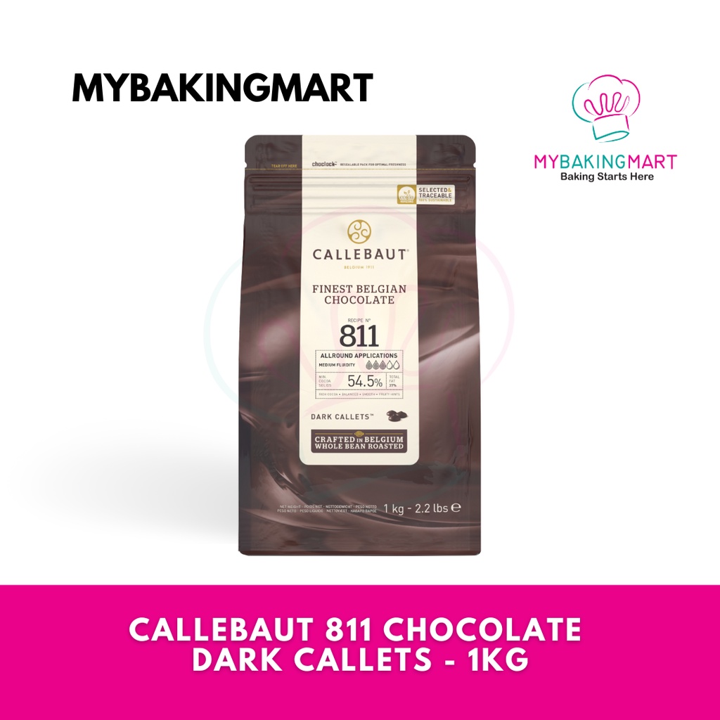 Callebaut 811 Finest Belgian Chocolate Recipe n° 811 – Dark Callet - 1kg - Halal (Original Packaging