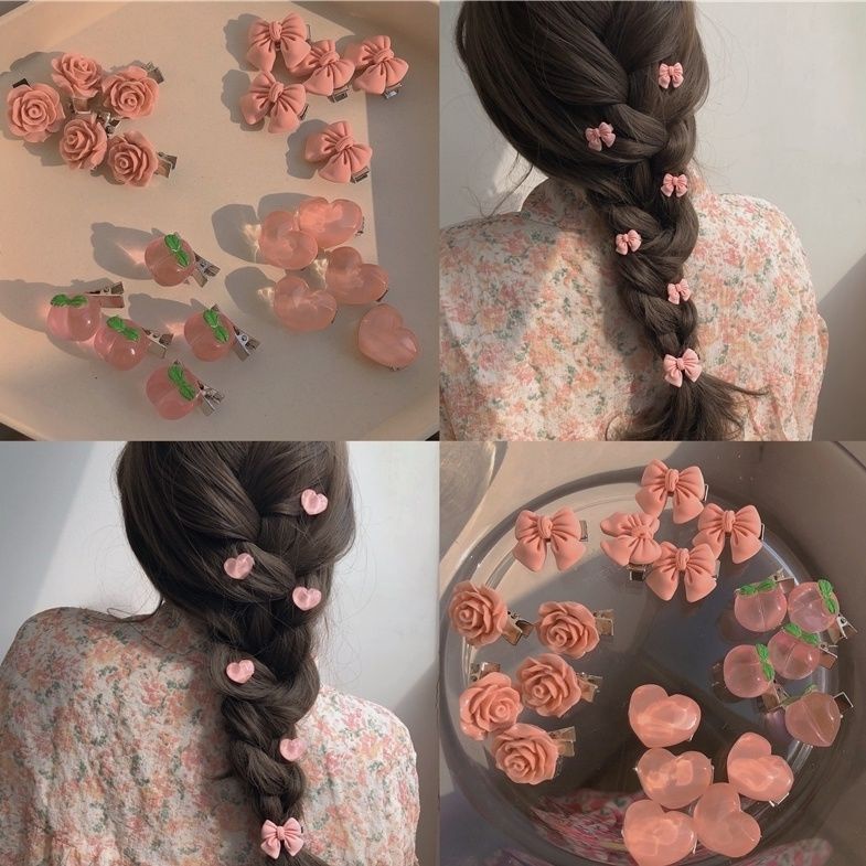 กิ๊บติดผม ลายดอกไม้ หัวใจน่ารัก สีชมพู แฟชั่นสําหรับผู้หญิง 2022
