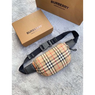 พรี​ ราคา4400 Burberry Vintage Nylon กระเป๋าผ้า กระเป๋าคาดอก กระเป๋า​คาด​เอว​31*7.5*16cm