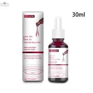 Dreamer Face Peeling Solution AHA 30% + BHA 2% กรดผลไม้ กรดซาลิไซลิก เซรั่มกําจัดสิว ซ่อมแซมกรดไฮยารูลอนิก ดูแลผิวหน้า 30 มล.