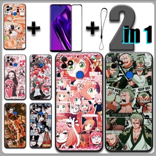 2 IN 1 เคสโทรศัพท์มือถือกระจกนิรภัย กันรอยหน้าจอ ลายการ์ตูนอนิเมะ สําหรับ Itel P36(6.5 นิ้ว) Vision 1 Plus(6.5 นิ้ว)