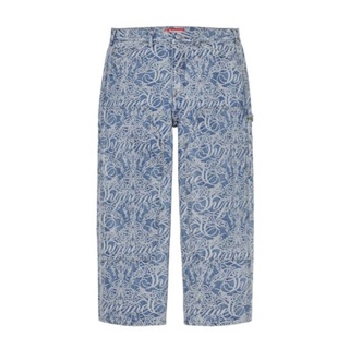 Supreme FW22  Script Jacquard double knee denim painter pants