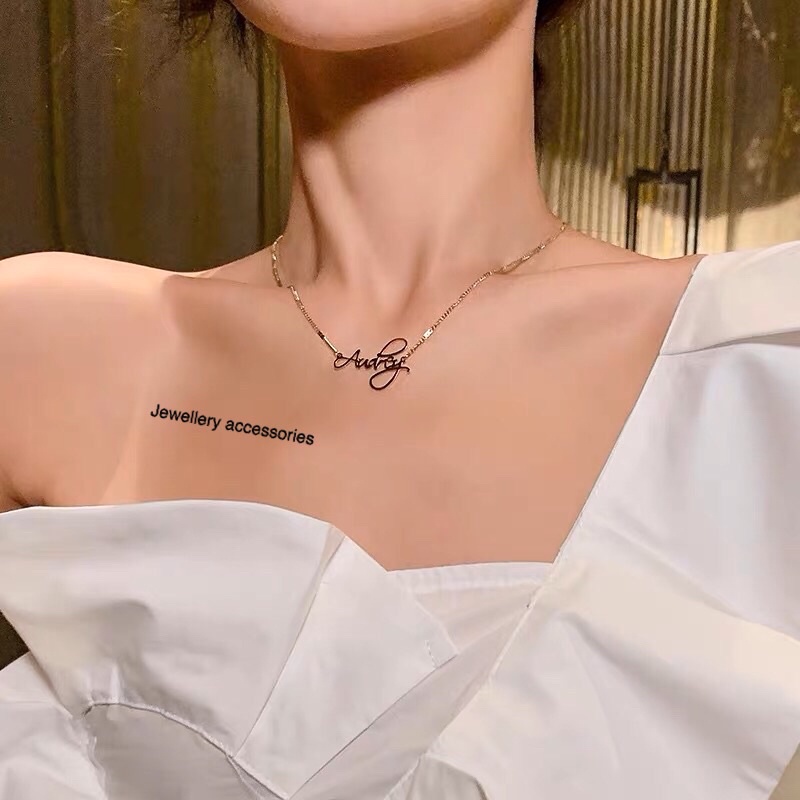 Titanium Gold Audry แฟชั่นเกาหลีสไตล์ยอดนิยมสร้อยคอพรีเมี่ยม K662