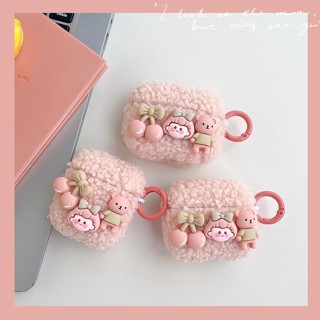 เคสหูฟังบลูทูธไร้สาย ซิลิโคน TPU นิ่ม กันหล่น ลายการ์ตูนหมีสตรอเบอร์รี่ 3D น่ารัก สําหรับ AirPods 1 2 3 Pro 2 2022