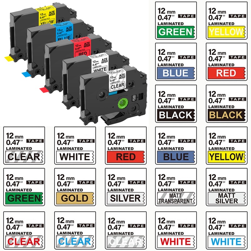 ใช้งานร่วมกับ Brother เทปลามิเนต 6 มม.9 มม.12 มม.18 มม.สําหรับ PT-H107B PT-H110 PT-E110VP PT-D210 PT