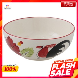 ชามทรงกลม ขนาด 8 นิ้ว ลายไก่ชบาRound bowl, size 8 inches, chicken hibiscus pattern