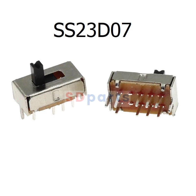 สวิทช์ เลื่อน Slide switch Toggle switch 8 ขา ขนาด 6.8x12.6mm #สวิทช์เลื่อน(8ขา,SS23D07) (1 ตัว)