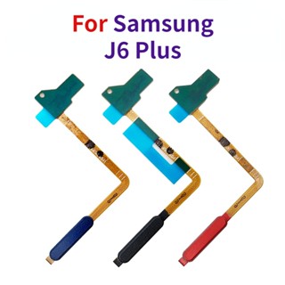 สําหรับ Samsung J6 Plus J6 + J6plus J610 J610F เซ็นเซอร์ลายนิ้วมือสีดําสีน้ําเงินสีแดงปุ่มโฮมย้อนกลับเมนูพร้อมสายแพ