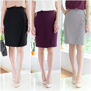 Narinari : NK066 Petal Pencil Skirt กระโปรงทำงานทรงสอบ เสื้อทำงาน (ใช้โค้ด NARISP9 ลดทันที 65.- เมื่อช็อปครบ 500.-)