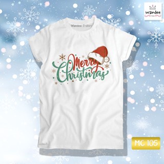 เสื้อยืดคริสต์มาส เสื้อคริสต์มาส Christmas &amp; Happy new year กวางเรนเดียร์ ลายการ์ตูนซานตาคลอสมี เสื้อปีใหม่ LD-5