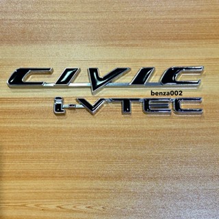 โลโก้ CIVIC I-VTEC ติด FD สีดำขอบเงิน ชิ้นงานโลหะ ราคาต่อคู่ 2 ชิ้น