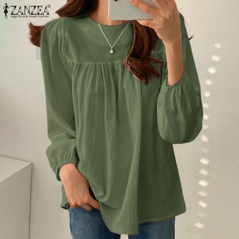 Zanzea เสื้อเบลาส์ แขนยาว ทรงหลวม สไตล์เกาหลี เรโทร สําหรับผู้หญิง — صورة 6