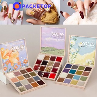 PACKETOP 16 สี สีทาเล็บเจล ยาทาเล็บ พาเลตต์กาวทาเล็บ สีเจลทาเล็บ ยาทาเล็บสีเจล ยาทาเล็บเจลแข็ง DIY การออกแบบเล็บ