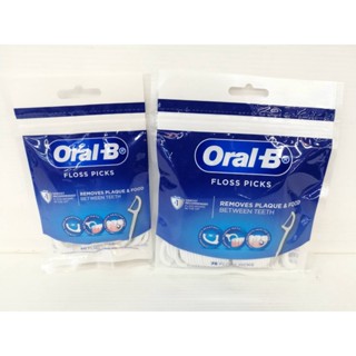 Oral-B FLOSS PICKS (30, 75 ชิ้น) ออรัล-บี ไหมขีดฟันชนิดด้าม มี 2 แบบ