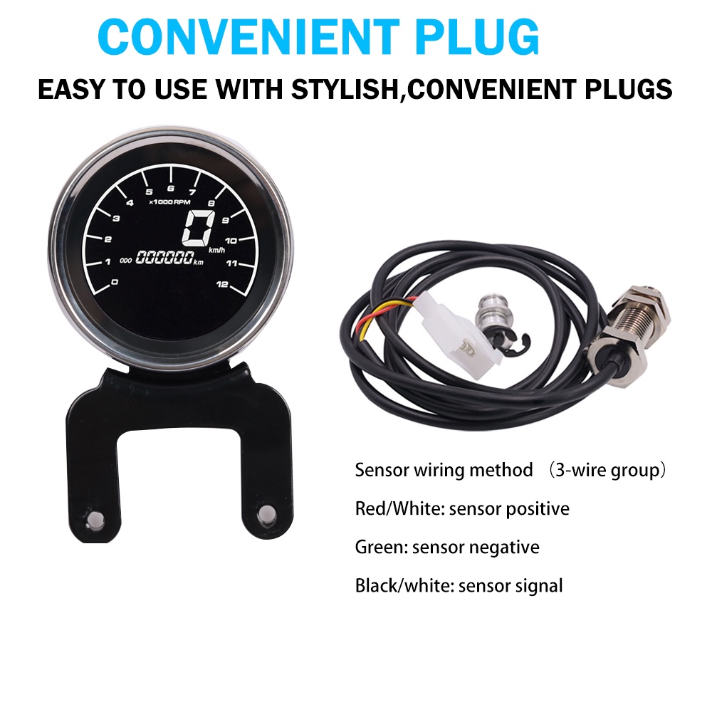 12v Motorcycle Tachometer Meter Led Backlight Lcd For Harleydigital