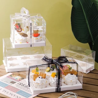 🧁(แพค 10 ใบ)BX8 กล่องคัพเค้กใส ฐานขาว กล่องคัพเค้ก 2หลุม/4หลุม/6หลุม/9หลุม/12หลุม กล่องเค้กแบบใส พลาสติก(12หลุม)