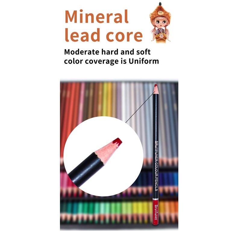 บรูทฟูเนอร์ 72/120/180 ดินสอสีน้ํามันชุดมืออาชีพกล่องดีบุกสแควร์อินเทรนด์พาสเทลสําหรับวาดศิลปะร่างแรเงาดินสอสี โจ277 - รูปที่ 5