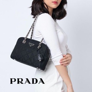 ❌❌SOLD OUT❌❌🙏 ขายแล้ว PRADA Quilted Tessuto Nylon Impuntu Chain Shoulder Bag สภาพดี มือสอง