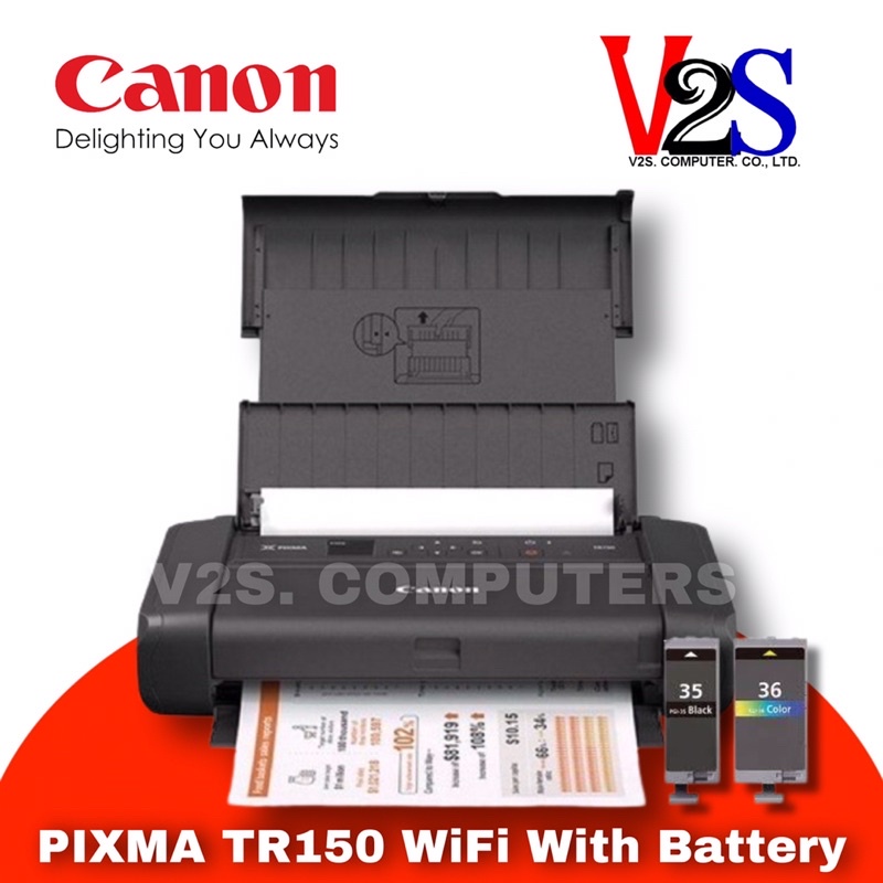 Printer Canon PIXMA TR150 With Batt Wi-Fi Portable เครื่องพิมพ์ขนาดปริ้นพกพา มีหมึกพร้อมใช้งาน ประกันศูนย์ 1 ปี