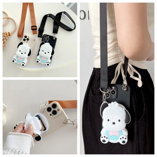 เคสโทรศัพท์มือถือ แบบนิ่ม ลายสุนัข Pochacco พร้อมสายคล้องยาว และกระเป๋าสตางค์ สําหรับ Vivo V25 V23 Pro V23E V25E V21E V21 4G 5G V20 SE Pro Y77 Y77E 5G Y76 Y76s Y74s Y16 Y35 2022 Y02S