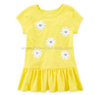 TSG-409 เสื้อยืดเด็กผู้หญิง สีเหลืองลายดอกไม้ Size-100 (3-4Y)