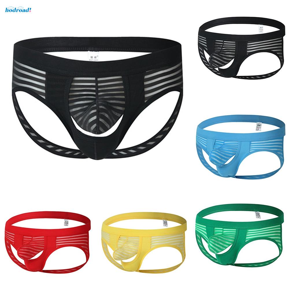 【HODRD】Sexy Mens Striped Underwear Thong Mesh Sheer Lace Pouch G String Briefs Bikini【Fashion】 #4