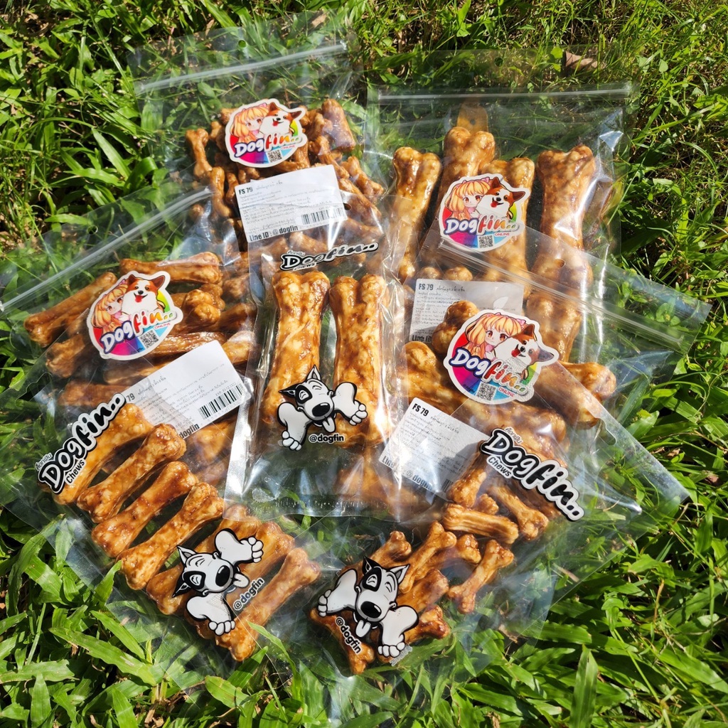 Dogfin (ด็อกฟิน) ครั้นชี่รูปกระดูกเคลือบเวเฟอร์รสตับ/รสไก่/รสเนื้อ สำหรับน้องหมาทุกสายพันธุ์(5 นิ้ว 2 ชิ้น,KB-รสเนื้อ)
