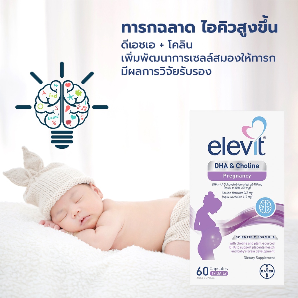 Elevit DHA + Choline For Pregnancy and Breastfeeding capsules 60 pack (ทานได้ 60 วัน)