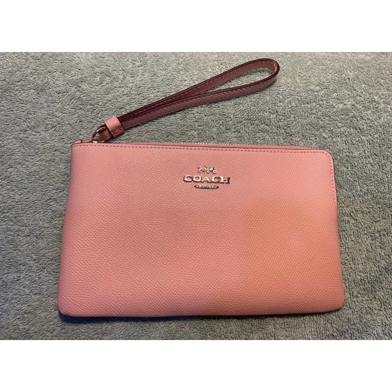 กระเป๋า Coach คล้องมือ 1ซิป Size L สีชมพู ขนาด5x8นิ้ว (มือ1)