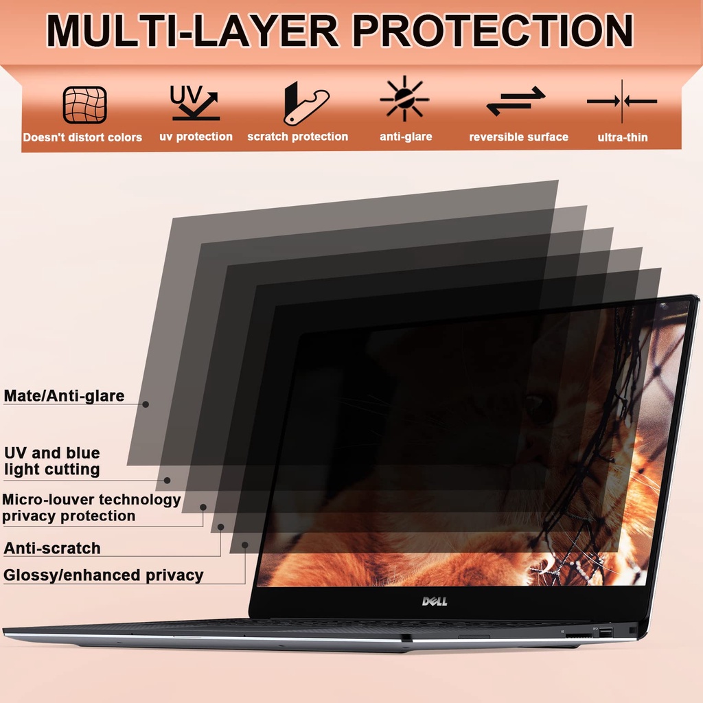 แล็ปท็อปป้องกันหน้าจอความเป็นส่วนตัวกรอง Privacy Filter 16: 9 ฟิล์มป้องกันสายลับ 13.3 14 15.6 21.5 24" HP Dell ASUS