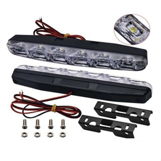 2ชิ้น ไฟหน้าทำงานกลางวันไฟ Daylight สีขาว 6LED Waterproof Fog Lamp หลอดไฟชุดไฟในรถ