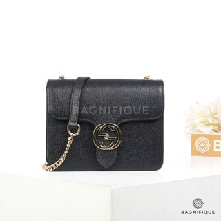 GUCCI INTERLOCK 20 BLACK LAMB LGHW